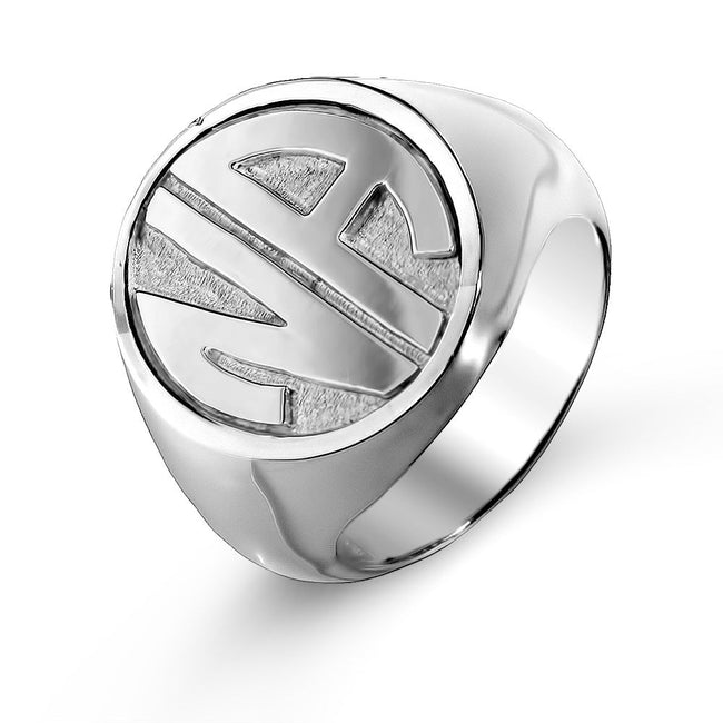 Block Two Initial Silver Signet Ring