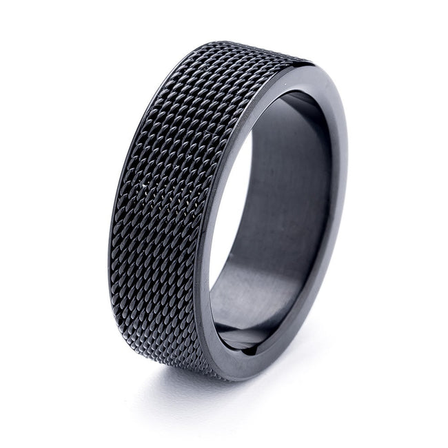 Engravable Mesh Black Stainless Steel Band