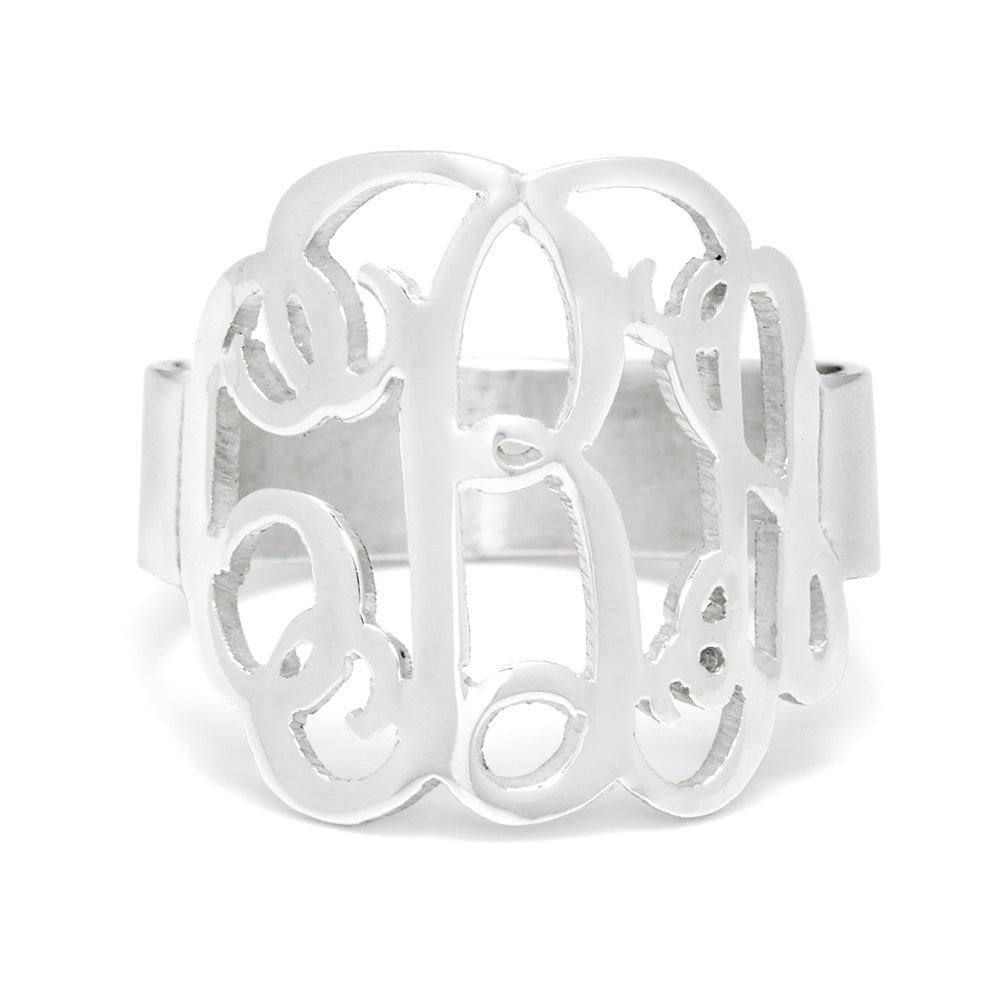 Sterling Silver Script Monogram Ring