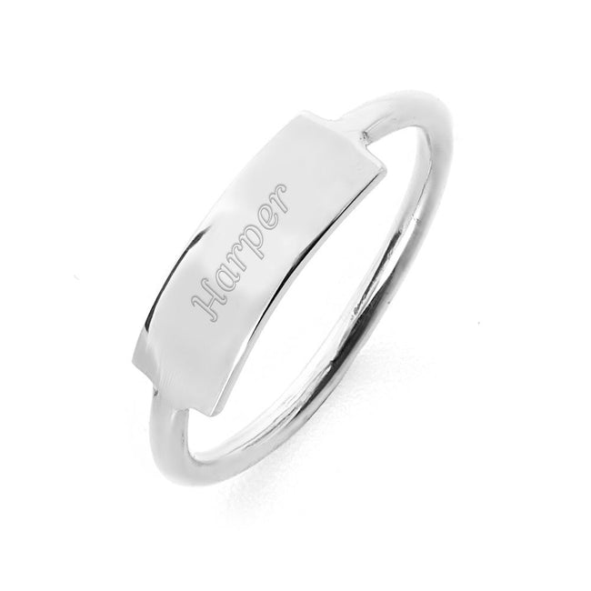 Petite Sterling Silver Personalized Bar Ring