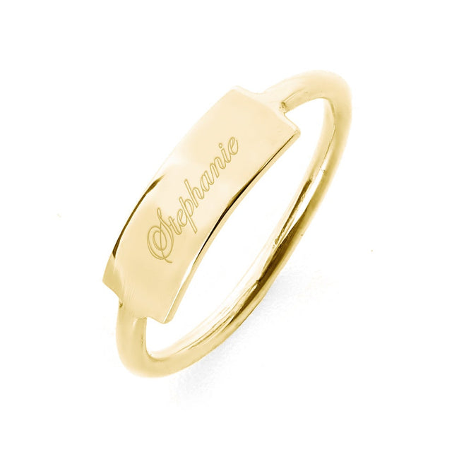 Engravable Gold Plated Bar Ring 