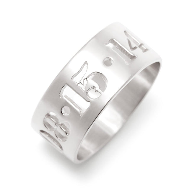 Silver Cut Out Date Ring Jewelry