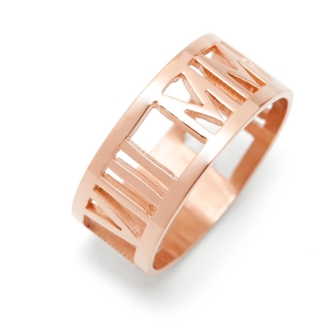 Custom Rose Gold Roman Numeral Ring