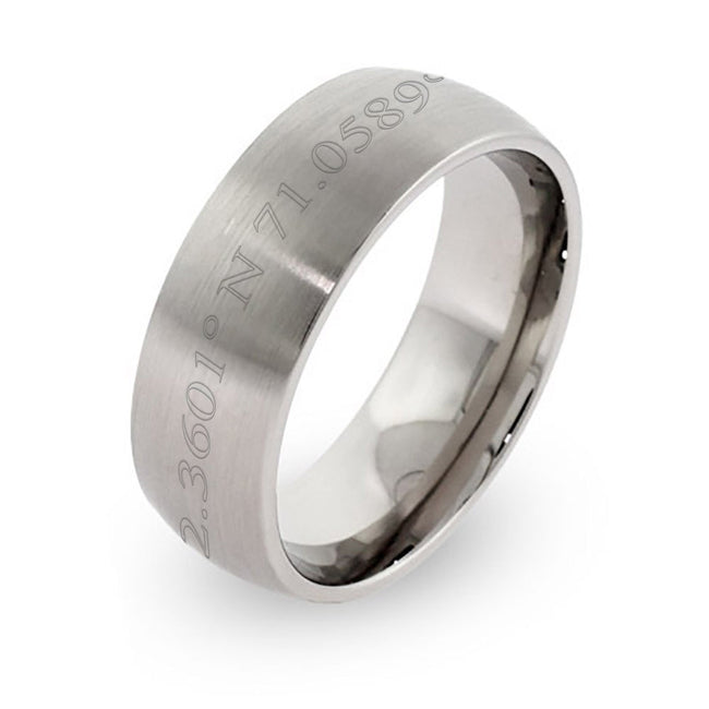 Personalized Coordinates Stainless Steel Ring 7MM Width