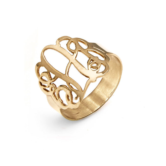 Fancy 14K Gold Script Monogram Ring