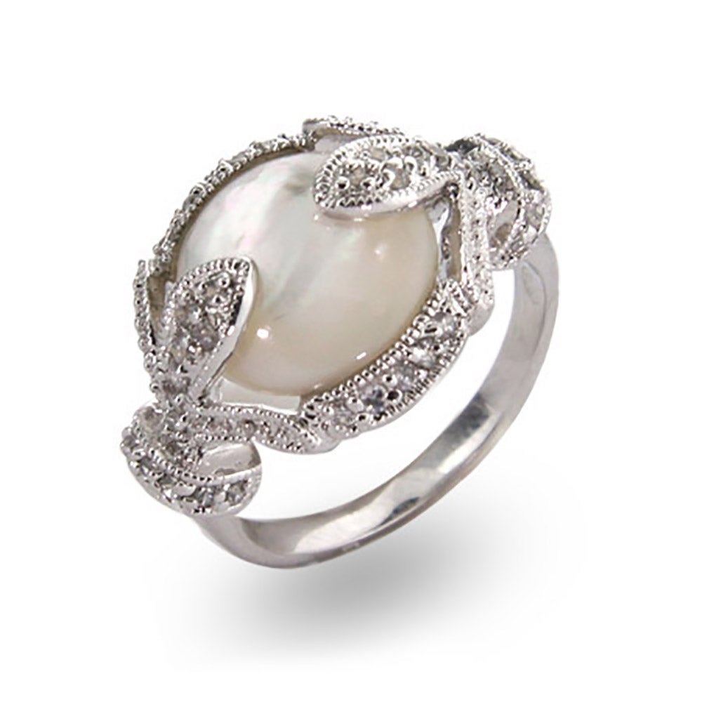 Vintage Deco Style Silver Mother of Pearl Ring | Eve's Addiction