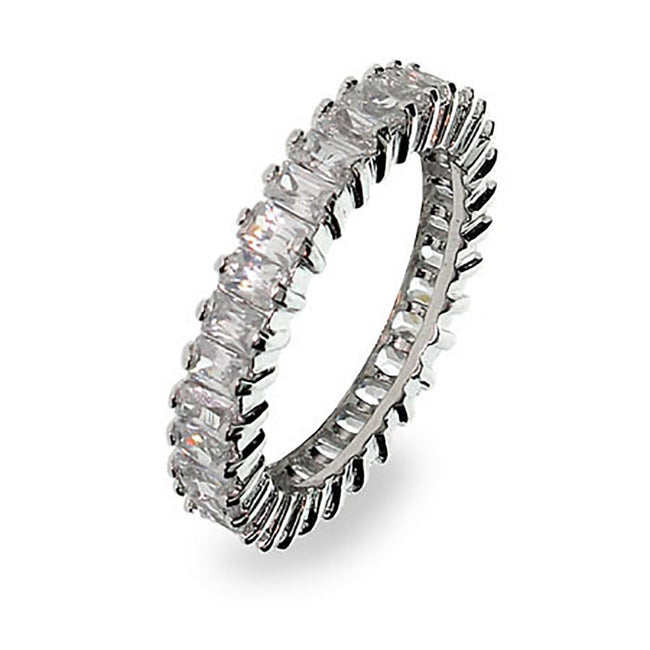 Sterling Silver Baguette Cut Cubic Zirconia Anniversary Band