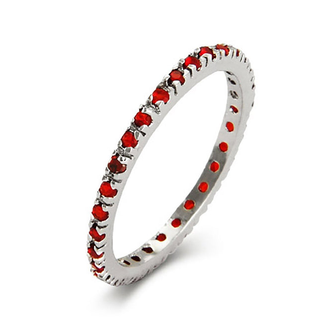 Silver Ruby CZ Stackable Eternity Band
