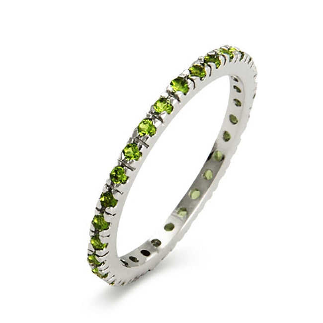 August Birthstone CZ Sterling Silver Stackable Band