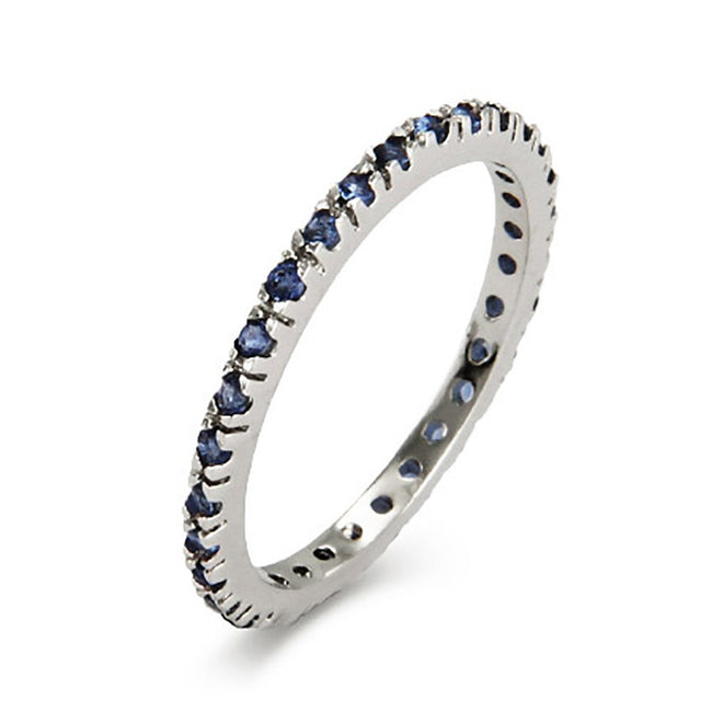 Sapphire CZ Thin Stackable Band in Sterling Silver