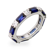 Sapphire and Diamond CZ Stackable Eternity Band