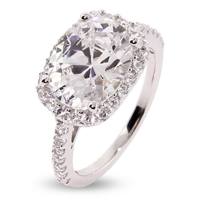 Cubic Zirconia Sterling Silver Oval Ring