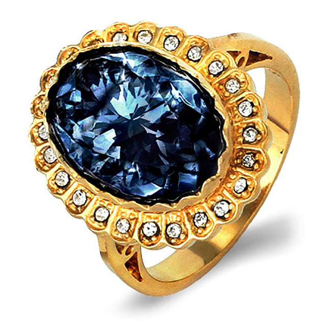 Royalty Inspired Sapphire Swarovski Crystal Engagement Ring