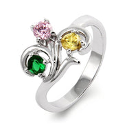 Close to the Heart 3 Stone Swirl Birthstone Ring - Clearance Final Sale