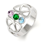 Close to the Heart 3 Stone Celtic Trinity Birthstone Ring - Clearance Final Sale