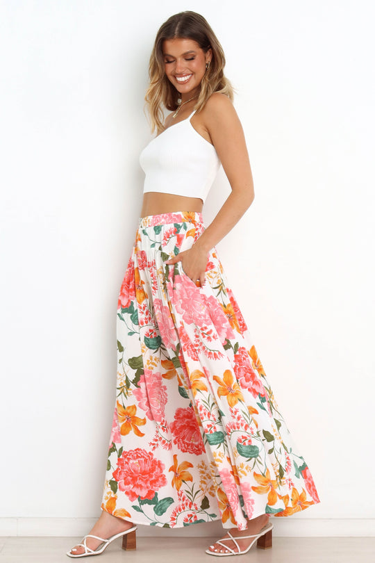 Brentwood Skirt - White Floral - Petal & Pup USA