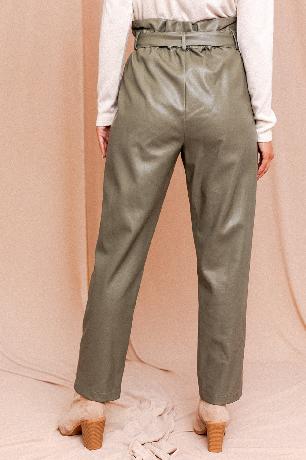 Hamilton Faux Leather Pants - Olive - Petal & Pup USA