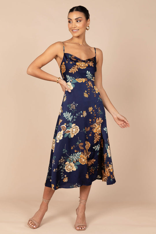 Alejandra Cowl Neck Midi Dress - Navy - Petal & Pup USA