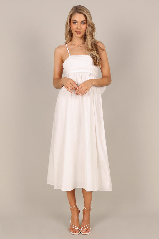 Alice Bow Back Midi Dress - White - Petal & Pup USA