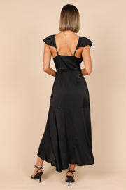 Petal and Pup USA DRESSES Cally Frill Shoulder Maxi Dress - Black