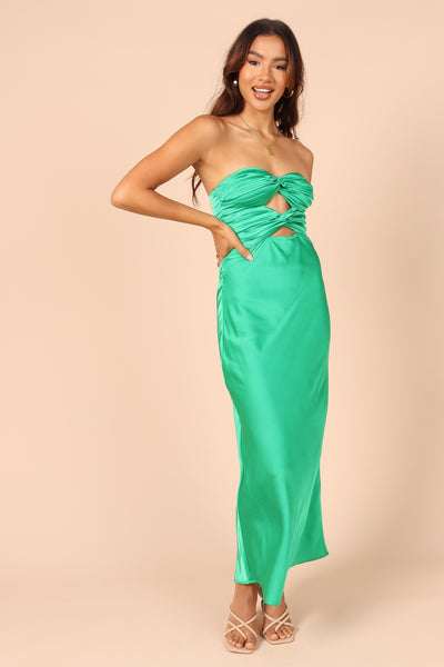 Almaeh Mini Dress - Twist Front Cut Out Strapless Slip Dress in