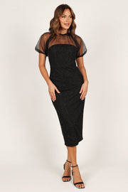 Roma Open Back Drape Midi Dress - Black - Petal & Pup USA