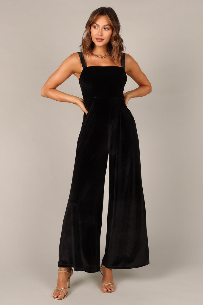 Scarlette Velvet Jumpsuit - Black - Petal & Pup USA