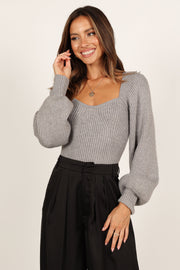 Sweatheart Neckline Chenille Sweater - J Marcel