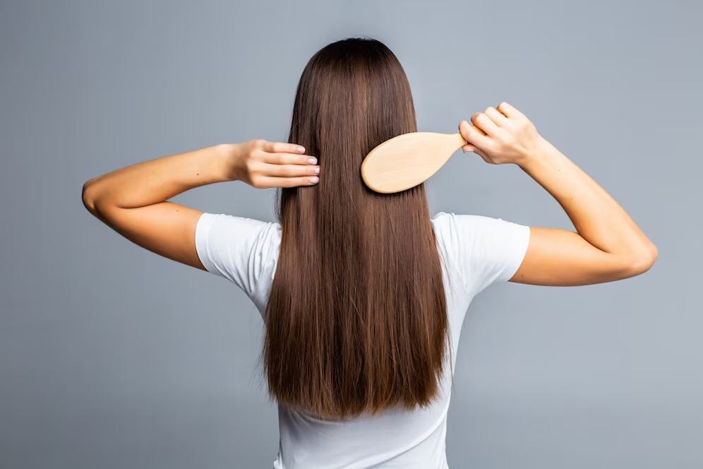 woman brushing hair