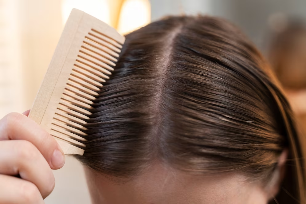 combing hair