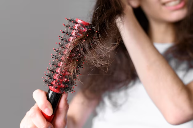 woman's hair tangled in brush