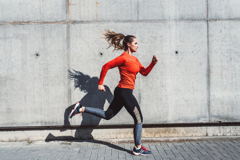 Woman runs down the street