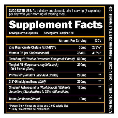 Alpha Lion Superhuman Testosterone Booster 90 Caps Suplement Facts