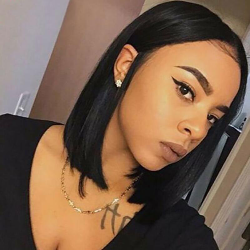 Lace Front Wigs Black Natural Color African American Mid Length