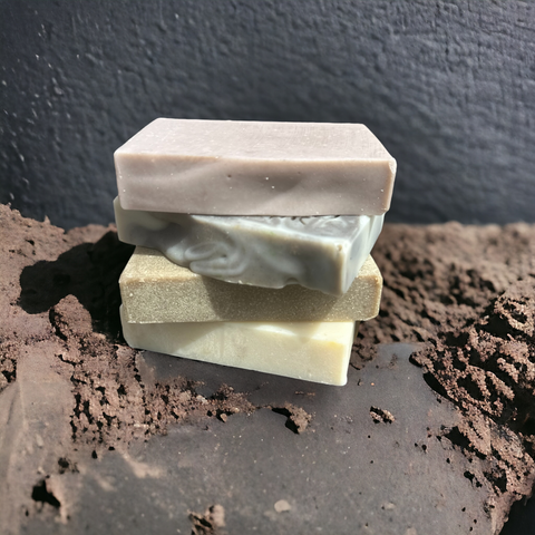 natural coloured soap with thermal mud