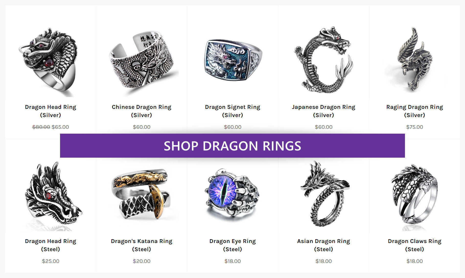 A collection of Dragon Rings
