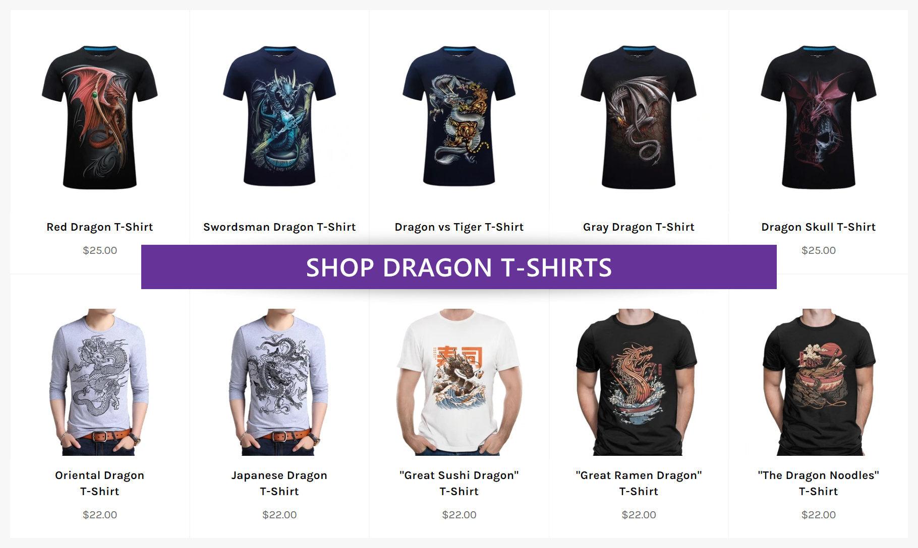 A collection of Dragon T-Shirts