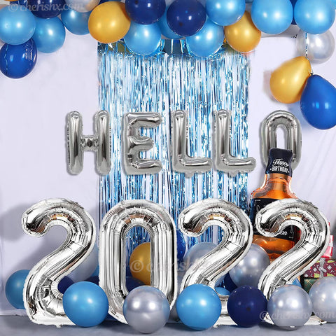 Blue Happy New Year Balloon Decoration Kit