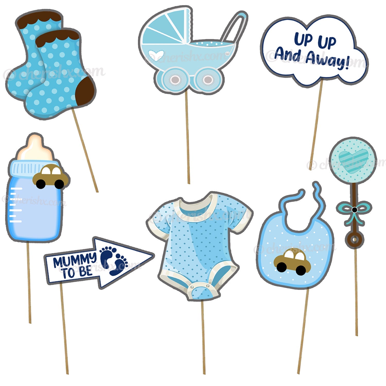 Blue Baby Shower Theme Photo Booth Party Props freeshipping - CherishX  Partystore – FrillX