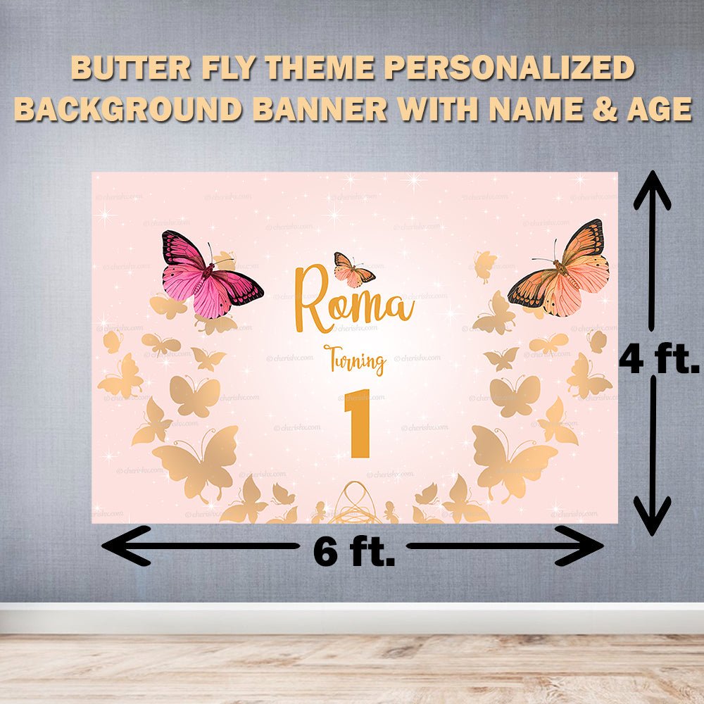 Butterfly Theme Personalized Backdrop for Kids Birthday - Flex banner  freeshipping - CherishX Partystore – FrillX