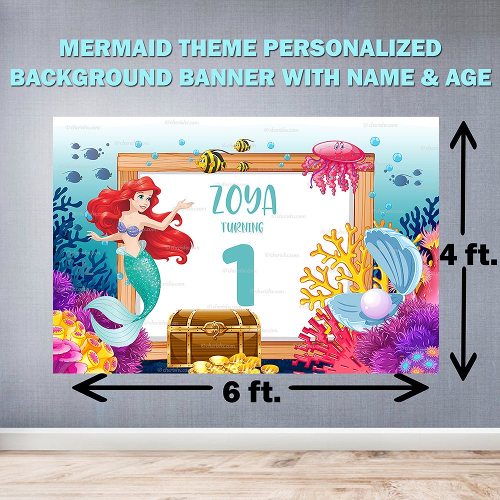 Mermaid Theme Personalized Backdrop for Kids Birthday - Flex banner  freeshipping - CherishX Partystore – FrillX