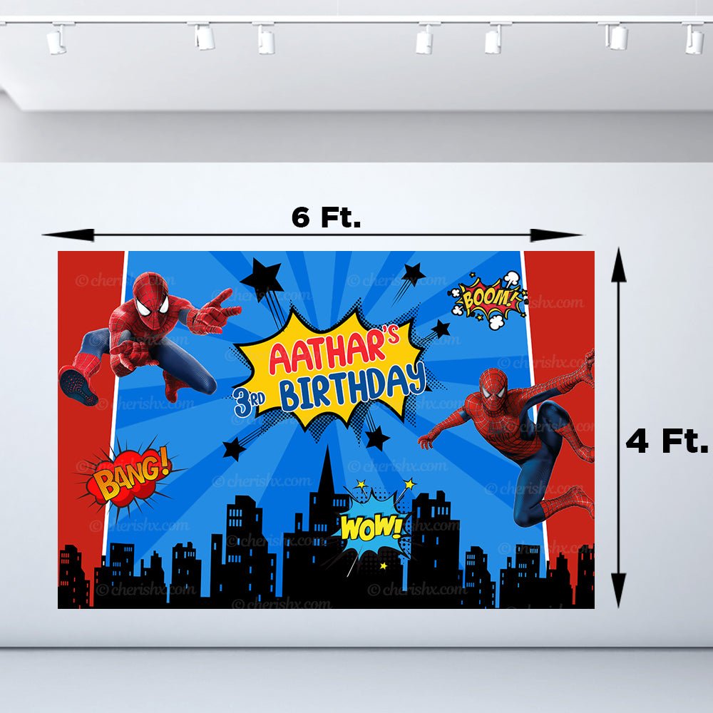 Spiderman Theme Personalized Backdrop for Kids Birthday - Flex – FrillX