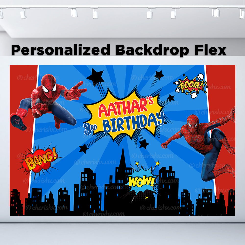 Spiderman Theme Personalized Backdrop for Kids Birthday - Flex – FrillX