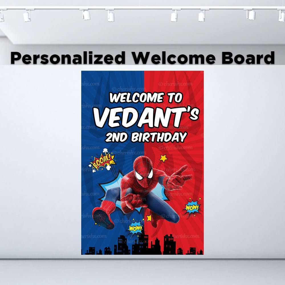 Spiderman Theme Personalized Welcome Board for Kids Birthday – FrillX