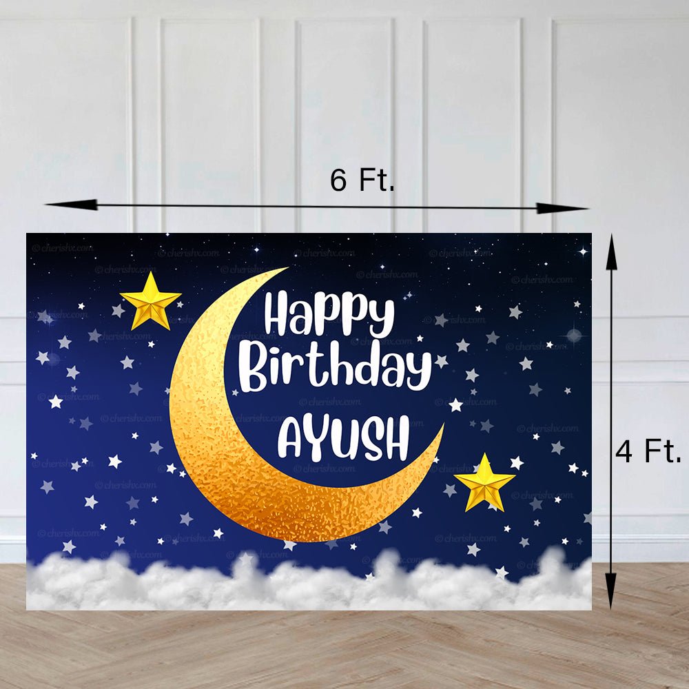 Star & Moon Theme Personalized Backdrop for Kids Birthday -Flex banner –  FrillX
