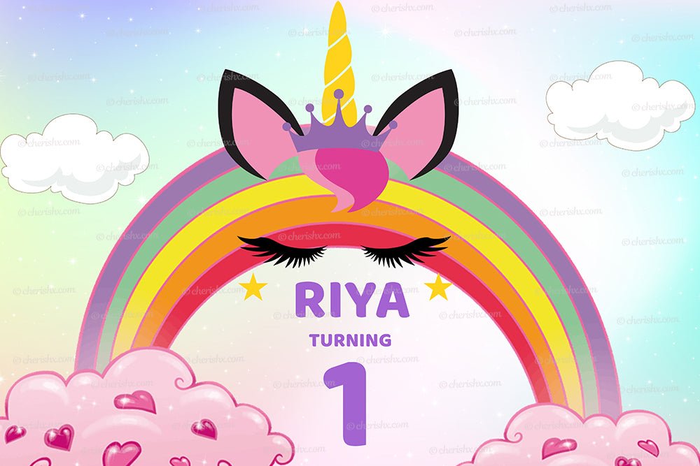 Unicorn Theme Personalized Backdrop for Kids Birthday - Flex banner  freeshipping - CherishX Partystore – FrillX