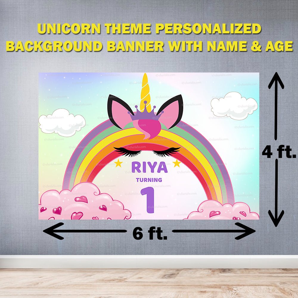 Unicorn Theme Personalized Backdrop for Kids Birthday - Flex banner  freeshipping - CherishX Partystore – FrillX