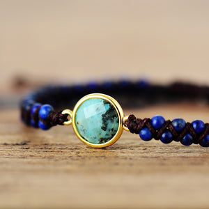 Bracelet Bohème tressé en Jaspe et Lapis Lazuli