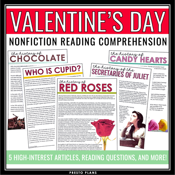 VALENTINE’S DAY NONFICTION READING COMPREHENSION
