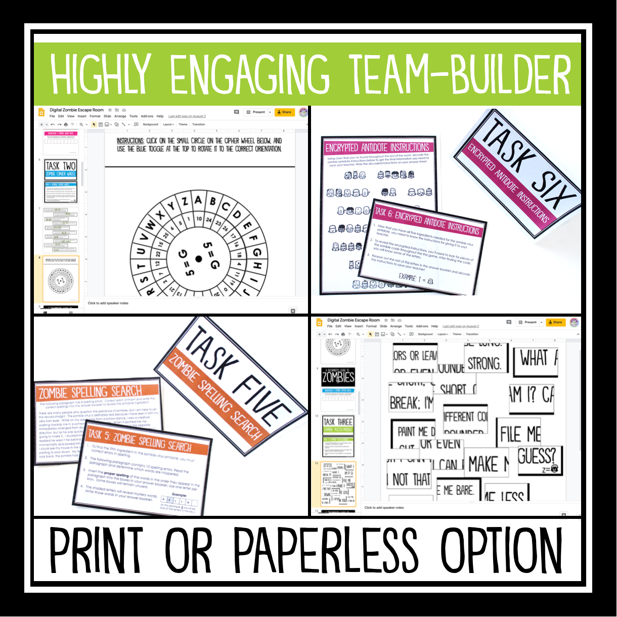 End Of The Year Escape Room Zombie Teacher Print And Digital Bundle Presto Plans